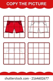Copy the picture with Shorts. Worksheet for kids