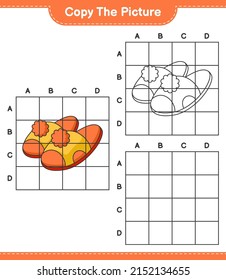 Copy the picture, copy the picture of Slippers using grid lines. Educational children game, printable worksheet, vector illustration