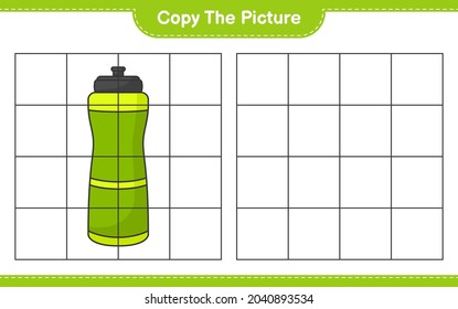 Copy the picture, copy the picture of Sport Water Bottle using grid lines. Educational children game, printable worksheet, vector illustration