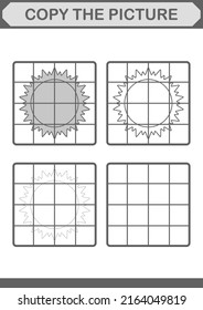 Copy The Picture With Sun. Worksheet For Kids