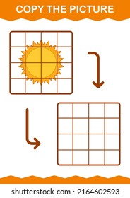 Copy The Picture With Sun. Worksheet For Kids