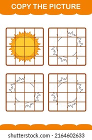 Copy The Picture With Sun. Worksheet For Kids