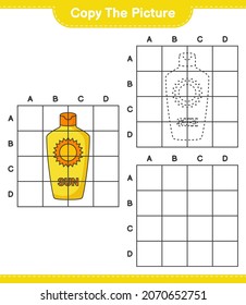 Copy the picture, copy the picture of Sunscreen using grid lines. Educational children game, printable worksheet, vector illustration