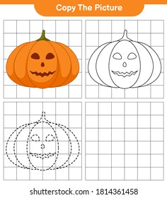 Copy the picture, trace and color, educational children game, printable worksheet, vector illustration