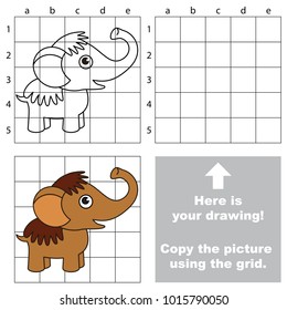 Copy the picture using grid lines, the simple educational game for preschool children education with easy gaming level, the kid drawing game with Mammoth Baby