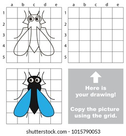 Copy the picture using grid lines, the simple educational game for preschool children education with easy gaming level, the kid drawing game with Fly