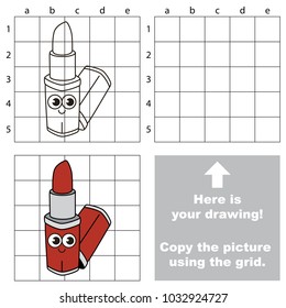 Copy the picture using grid lines, the simple educational game for preschool children education with easy gaming level, the kid drawing game with Funny Red Lipstick