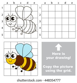 Copy the picture using grid lines. Easy educational game for kids. Simple kid drawing game with Bee.