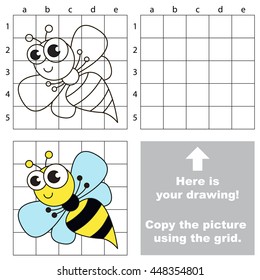 Copy the picture using grid lines. Easy educational game for kids. Simple kid drawing game with Wasp.