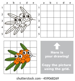 Copy the picture using grid lines. Easy educational kid game. Simple level of difficulty.Copy the Buck thorn.