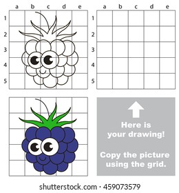 Copy the picture using grid lines. Easy educational kid game. Simple level of difficulty.Copy the Blackberry.