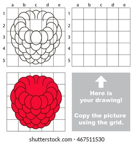 Copy the picture using grid lines. Easy educational game for kids. Simple kid drawing game with Red Raspberry.