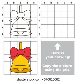 Copy the picture using grid lines  the simple educational game for preschool children education and easy gaming level  the kid drawing game and Yellow Bell and Bow