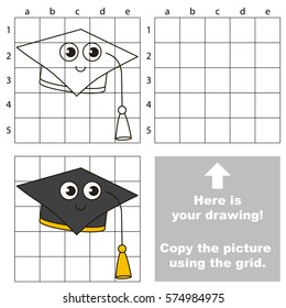 Copy the picture using grid lines, the simple educational game for preschool children education with easy gaming level, the kid drawing game with Educational Black Hat