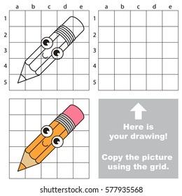 Copy the picture using grid lines, the simple educational game for preschool children education with easy gaming level, the kid drawing game with Funny Orange Pen