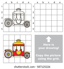 Copy the picture using grid lines  the simple educational game for preschool children education and easy gaming level  the kid drawing game and Chariot