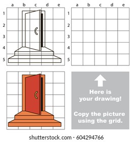 Copy the picture using grid lines, the simple educational game for preschool children education with easy gaming level, the kid drawing game with Door Entrance