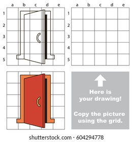 Copy the picture using grid lines, the simple educational game for preschool children education with easy gaming level, the kid drawing game with Doorway