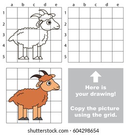 Copy the picture using grid lines, the simple educational game for preschool children education with easy gaming level, the kid drawing game with Horn Goat