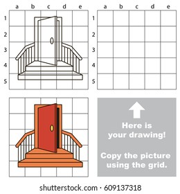 Copy the picture using grid lines, the simple educational game for preschool children education with easy gaming level, the kid drawing game with Entrance