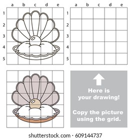 Copy the picture using grid lines, the simple educational game for preschool children education with easy gaming level, the kid drawing game with Oyster