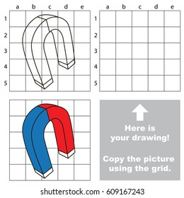 Copy the picture using grid lines, the simple educational game for preschool children education with easy gaming level, the kid drawing game with Magnet