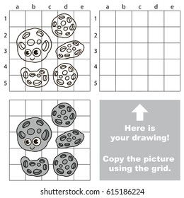 Copy the picture using grid lines, the simple educational game for preschool children education with easy gaming level, the kid drawing game with Meteoroid