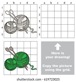 Copy the picture using grid lines, the simple educational game for preschool children education with easy gaming level, the kid drawing game with Yarn