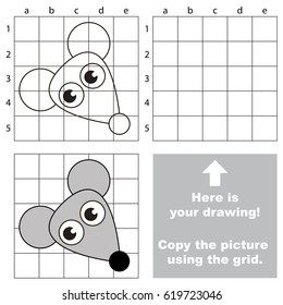 Copy the picture using grid lines, the simple educational game for preschool children education with easy gaming level, the kid drawing game with Mouse