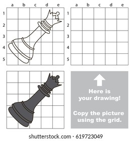 Copy the picture using grid lines, the simple educational game for preschool children education with easy gaming level, the kid drawing game with Chess Queen
