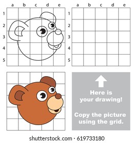 Copy the picture using grid lines  the simple educational game for preschool children education and easy gaming level  the kid drawing game and Bear