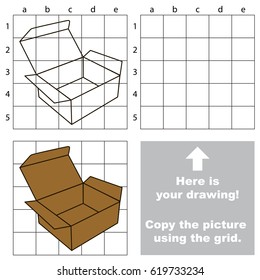 Copy the picture using grid lines, the simple educational game for preschool children education with easy gaming level, the kid drawing game with Box