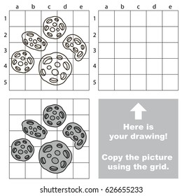 Copy the picture using grid lines, the simple educational game for preschool children education with easy gaming level, the kid drawing game with Meteoroid