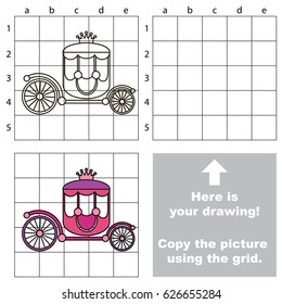 Copy the picture using grid lines  the simple educational game for preschool children education and easy gaming level  the kid drawing game and Princess Chariot 