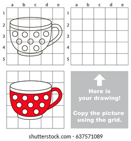 Copy the picture using grid lines  the simple educational game for preschool children education and easy gaming level  the kid drawing game and Big Red Tea Cup