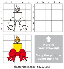 Copy the picture using grid lines, the simple educational game for preschool children education with easy gaming level, the kid drawing game with Yellow Candle