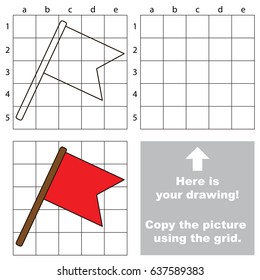 Copy the picture using grid lines, the simple educational game for preschool children education with easy gaming level, the kid drawing game with Small Red Flag