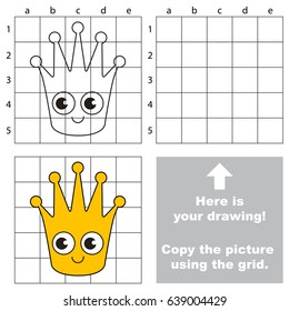 Copy the picture using grid lines  the simple educational game for preschool children education and easy gaming level  the kid drawing game and Cute Princess Crown