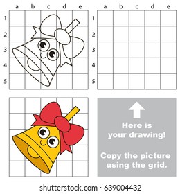 Copy the picture using grid lines  the simple educational game for preschool children education and easy gaming level  the kid drawing game and Cute Bell