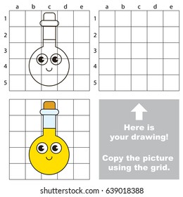 Copy the picture using grid lines, the simple educational game for preschool children education with easy gaming level, the kid drawing game with Glass Tube Vial with Yellow Liquid