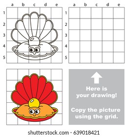 Copy the picture using grid lines, the simple educational game for preschool children education with easy gaming level, the kid drawing game with Red Oyster