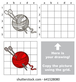 Copy the picture using grid lines, the simple educational game for preschool children education with easy gaming level, the kid drawing game with Red Yarn