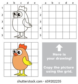 Copy the picture using grid lines, the simple educational game for preschool children education with easy gaming level, the kid drawing game with Egg Chicken