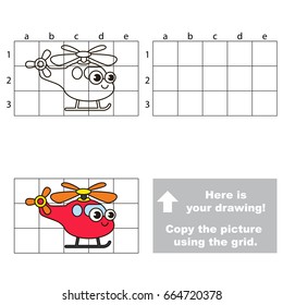 Copy the picture using grid lines, the simple educational game for preschool children education with easy gaming level, the kid drawing game with Copter