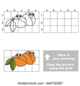 Copy the picture using grid lines, the simple educational game for preschool children education with easy gaming level, the kid drawing game with Funny Apricot