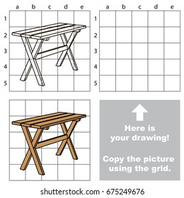 Copy the picture using grid lines, the simple educational game for preschool children education with easy gaming level, the kid drawing game with Wooden Table Furniture