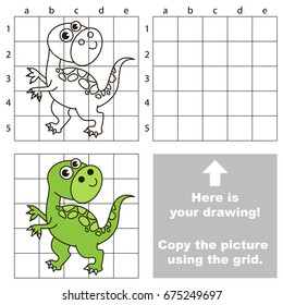 Copy the picture using grid lines, the simple educational game for preschool children education with easy gaming level, the kid drawing game with tyrannosaurus
