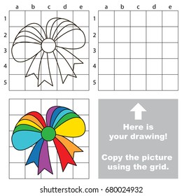 Copy the picture using grid lines, the simple educational game for preschool children education with easy gaming level, the kid drawing game with Rainbow Bow