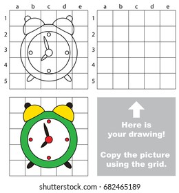 Copy the picture using grid lines, the simple educational game for preschool children education with easy gaming level, the kid drawing game with Clock