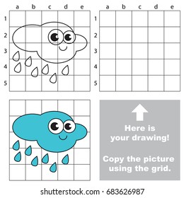 Copy the picture using grid lines, the simple educational game for preschool children education with easy gaming level, the kid drawing game with Funny Rain